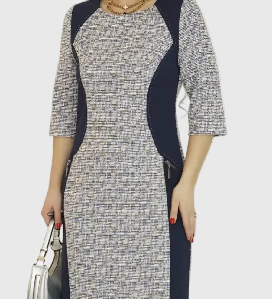 LYSA - Stílusos Mintás Midi Ruha