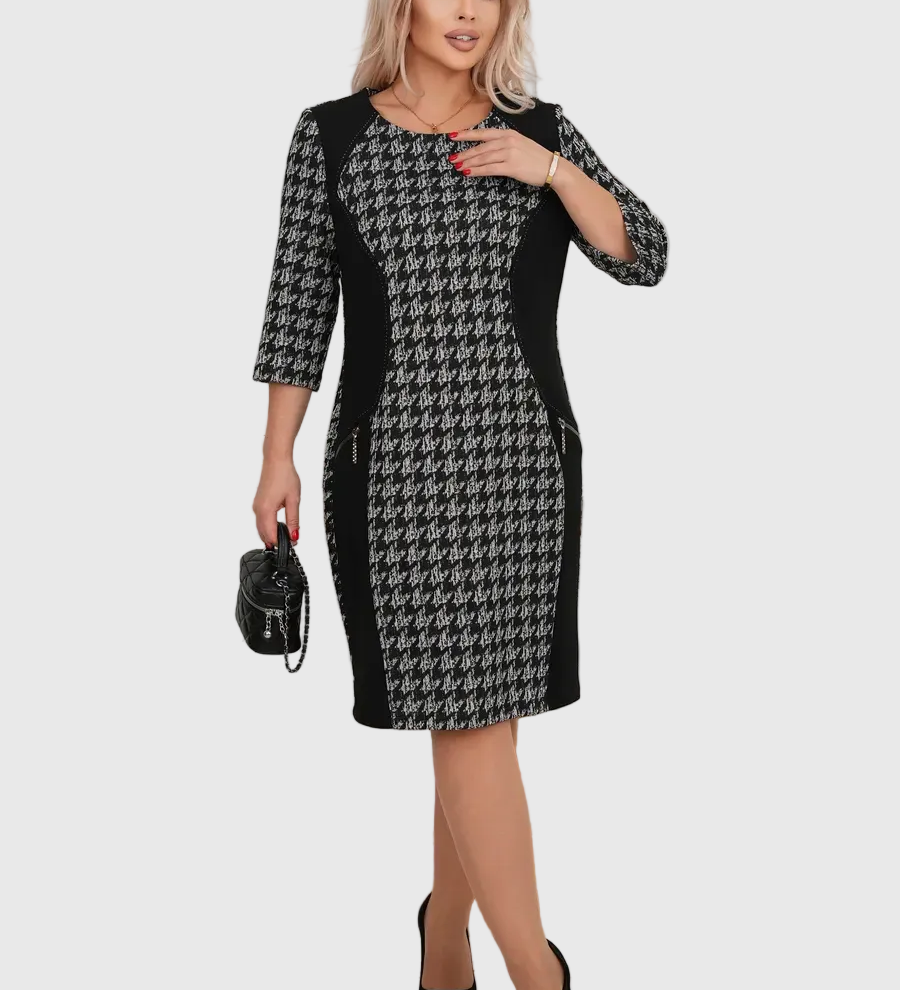 LYSA - Stílusos Mintás Midi Ruha