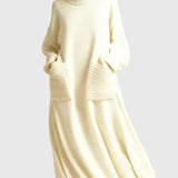 Alia – Magas Nyakú, Hosszú Ujjú Gyapjú Kötött Ruha