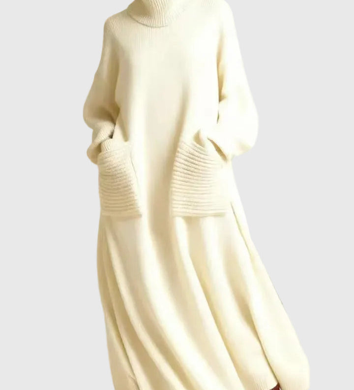 Alia – Magas Nyakú, Hosszú Ujjú Gyapjú Kötött Ruha