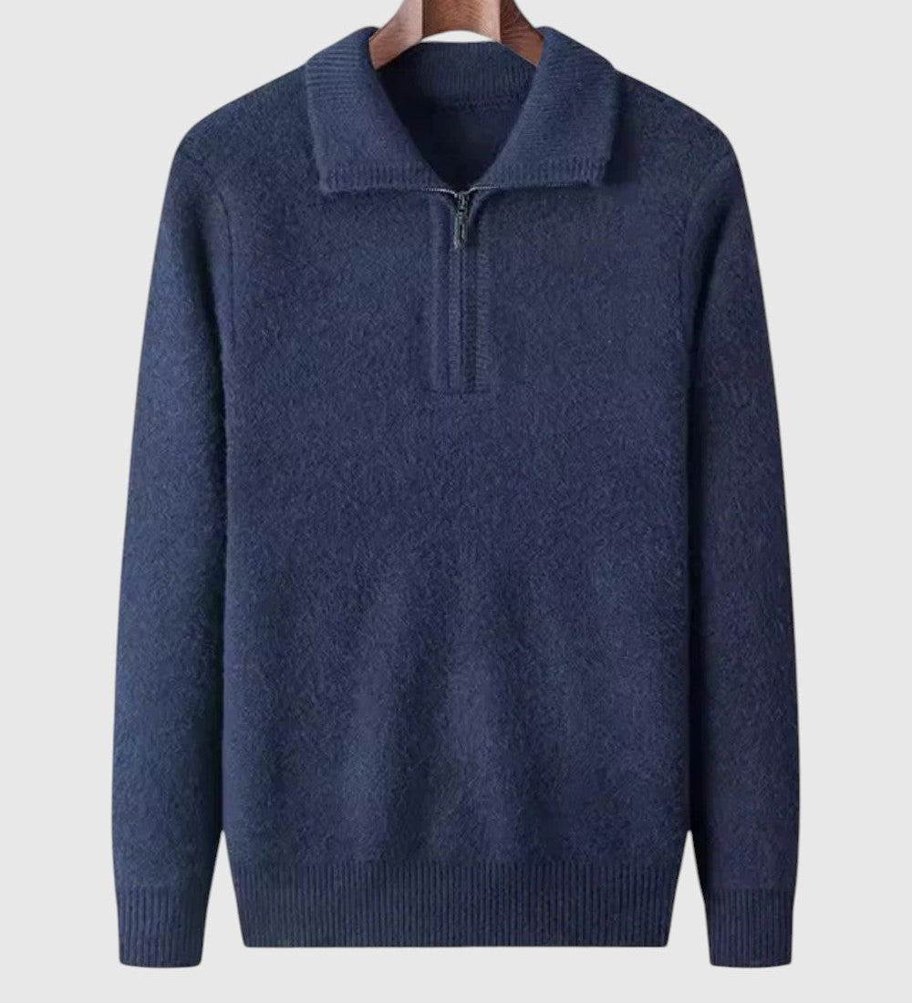 Levente - Kasjmírvékony pulóver negyedzipzárral Gstaad
