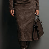 Lorena | Hosszú barna midi ruha