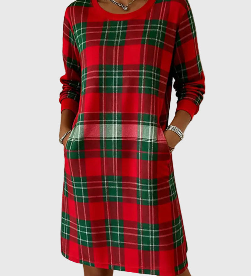 Hosszú Ujjú Kockás Pólóruha