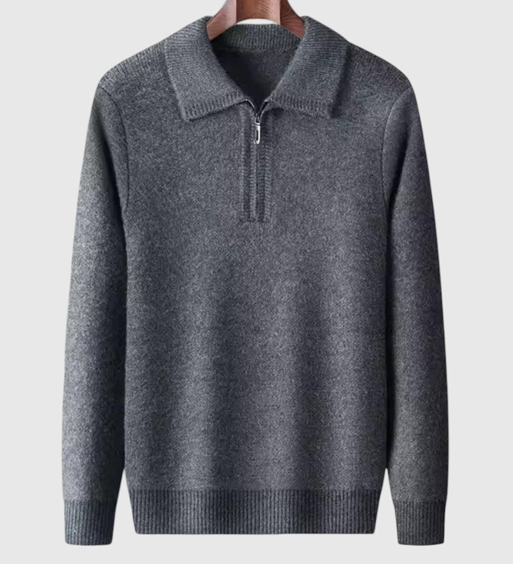 Levente - Kasjmírvékony pulóver negyedzipzárral Gstaad