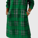 Hosszú Ujjú Kockás Pólóruha