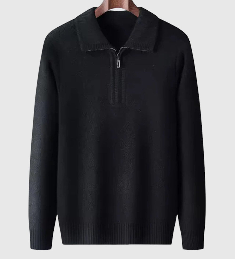 Levente - Kasjmírvékony pulóver negyedzipzárral Gstaad