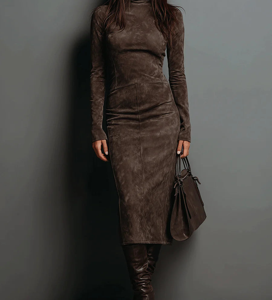 Lorena | Hosszú barna midi ruha