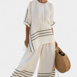 Széles csíkos, aszimmetrikus szabású overall - modern és kényelmes stílus