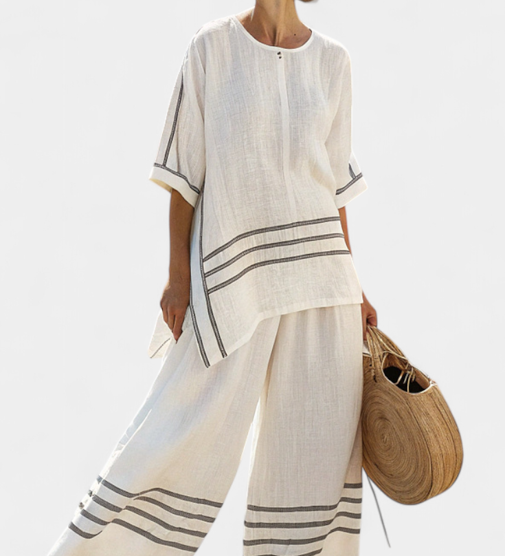 Széles csíkos, aszimmetrikus szabású overall - modern és kényelmes stílus