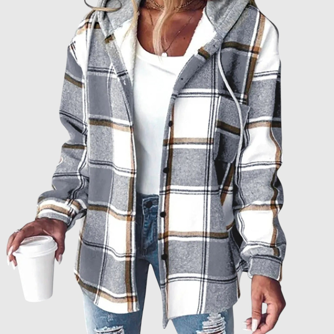 Maya – Kockás mindennapi kabát kapucnival