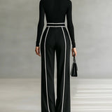 Solana - Magasnyakú, Hosszú Ujjú Felső és Széles Szárú Nadrág Övvel