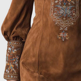 Petra - Hímzett mini velúr ruha Lila