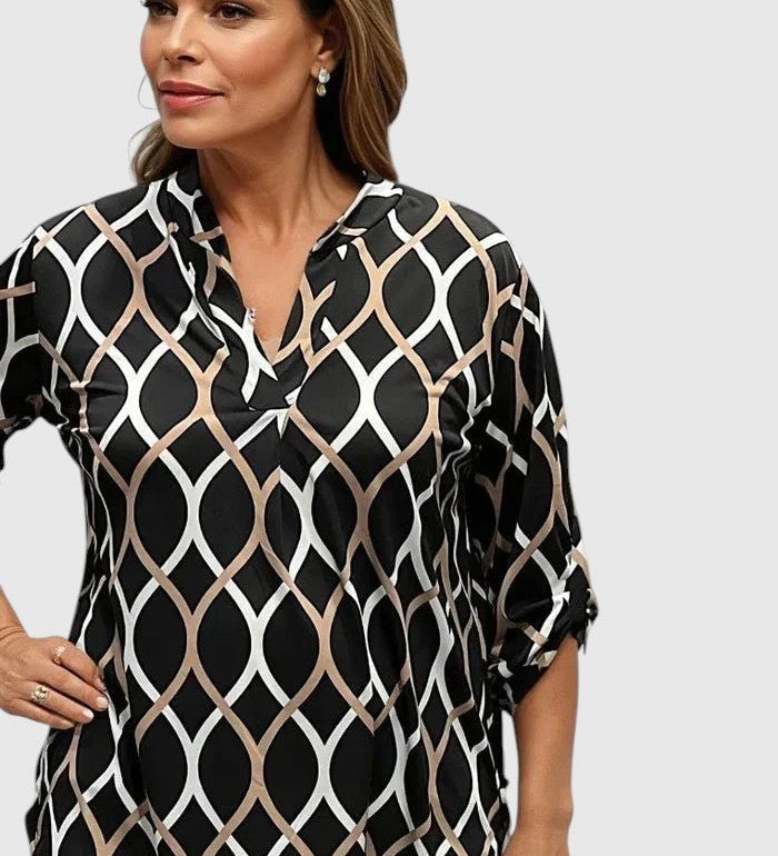 Noor – Grafikus mintás blúz