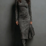 Lorena | Hosszú barna midi ruha